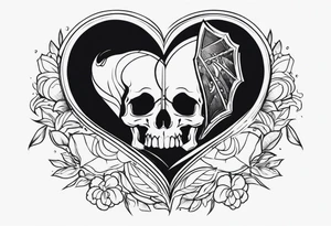 visceral heart fusioned with skull
half heart half skull tattoo idea