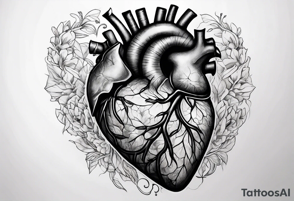 dying human heart tattoo idea