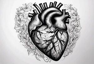 dying human heart tattoo idea