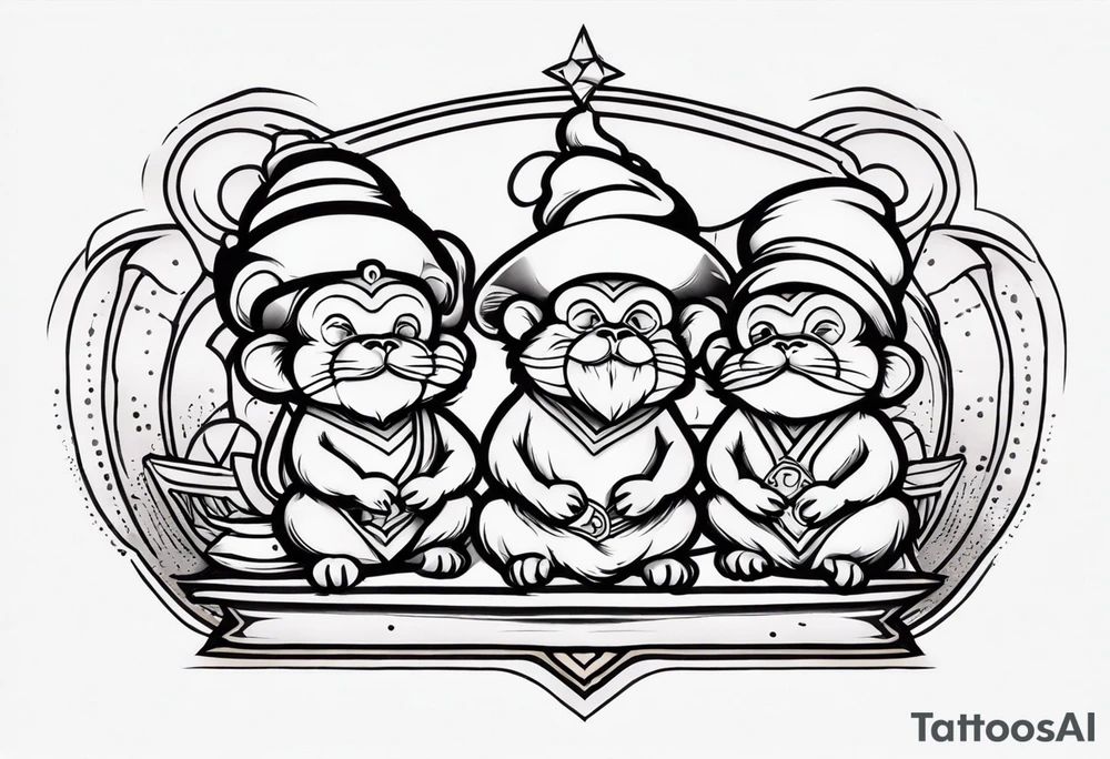 3 wise monekys tattoo idea