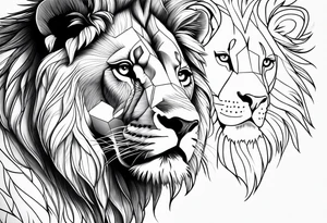 Lion face, half geometry tattoo idea