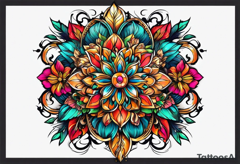 Colorful sleeve tattoo idea
