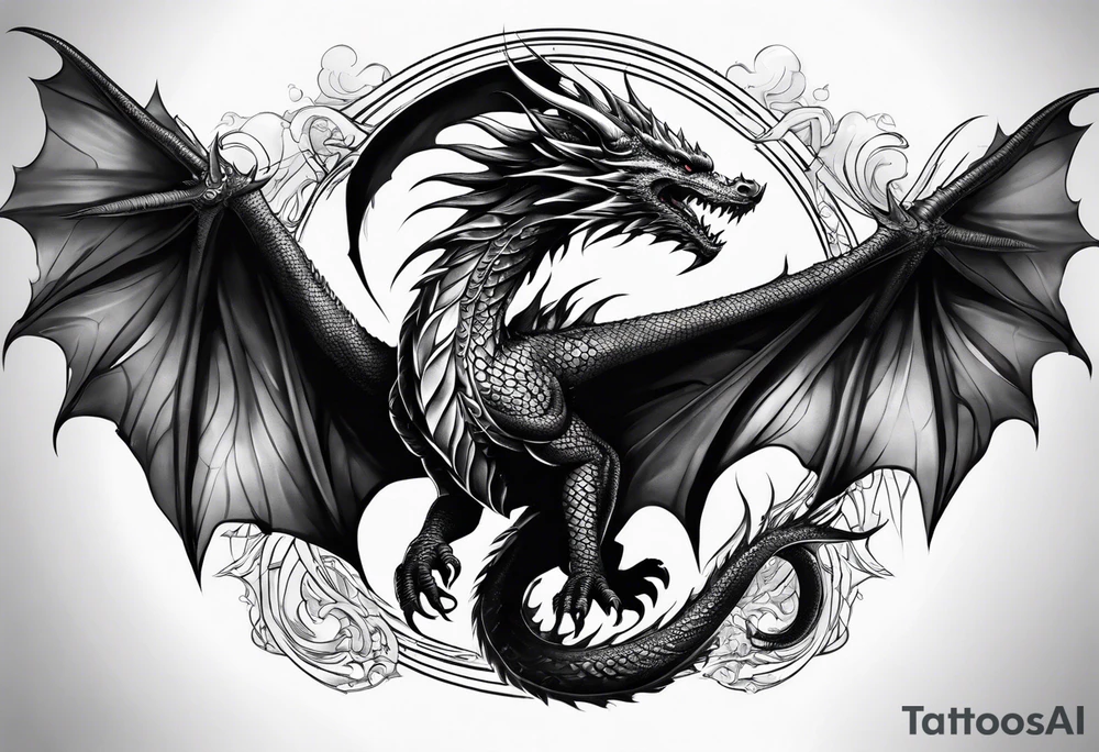 dragon flying tattoo idea