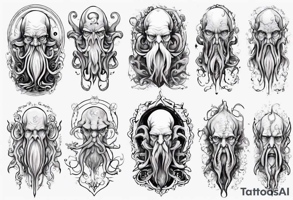Cthulhu in a old man body tattoo idea