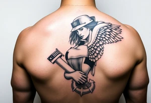 Female us coast guard officer protected by guardian angel tattoo idea