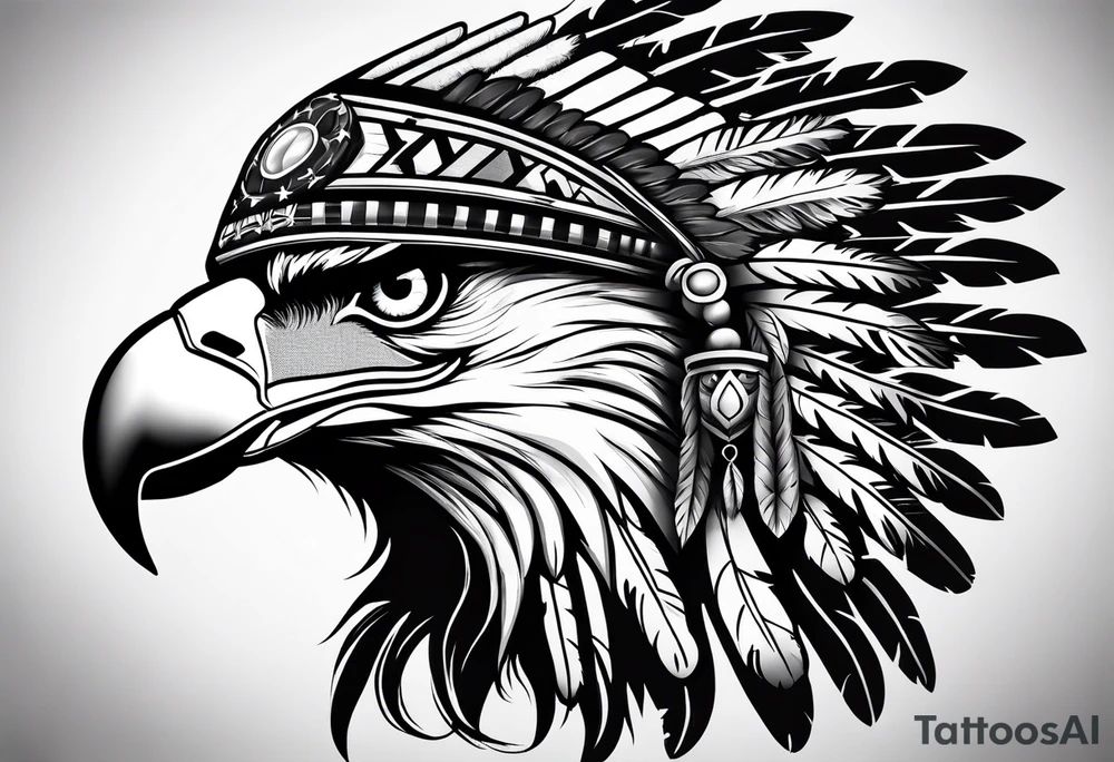 Eagle with native war bonnet tattoo idea