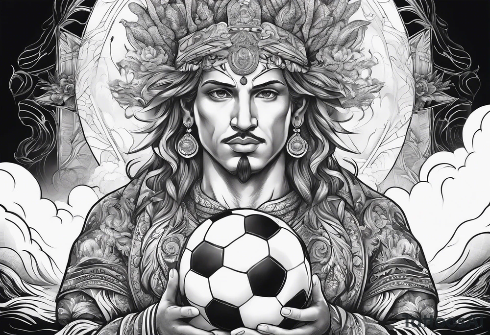 God with soccer and lighting with an ocean tattoo idea