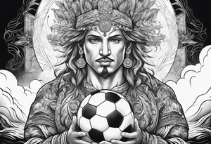 God with soccer and lighting with an ocean tattoo idea