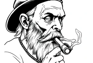 Simple American traditional style pope smoking meth out of pipe tattoo idea