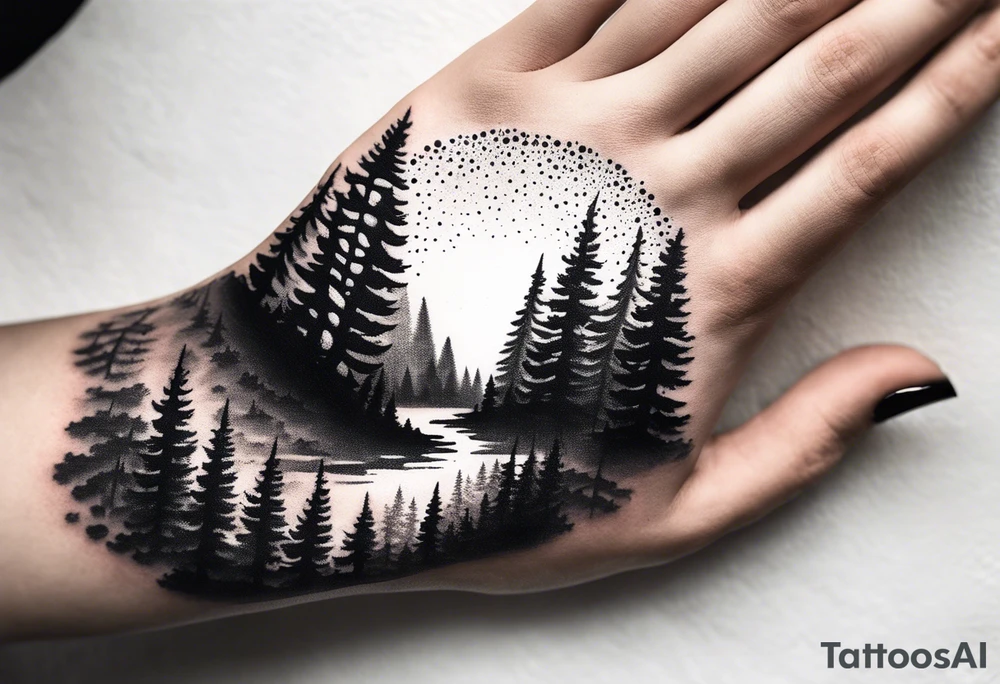 forest, abstract, on hand, no people tattoo idea