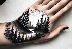 forest, abstract, on hand, no people tattoo idea