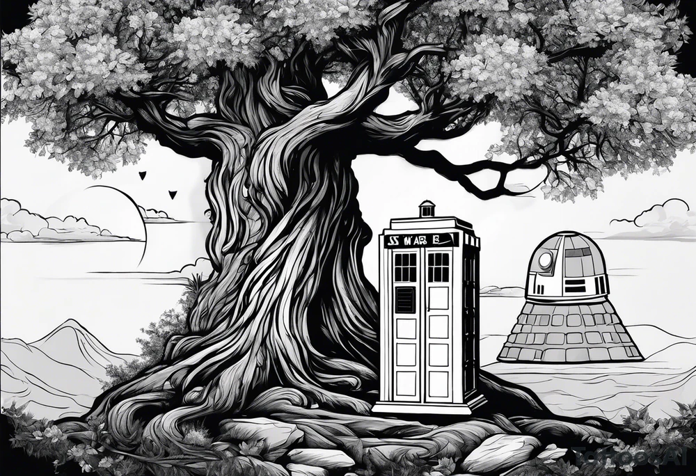 Tree with Star wars and a tardis tattoo idea