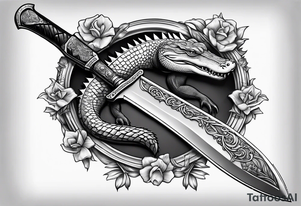 Dagger with an alligator tattoo idea