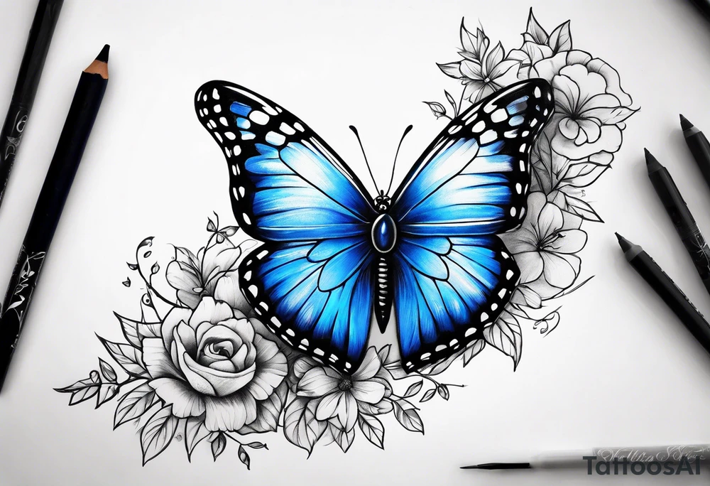 Blue butterfly tattoo idea