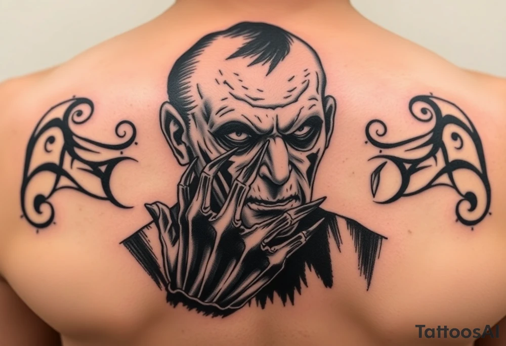 Freddy Krueger portrait showing his claw tattoo idea