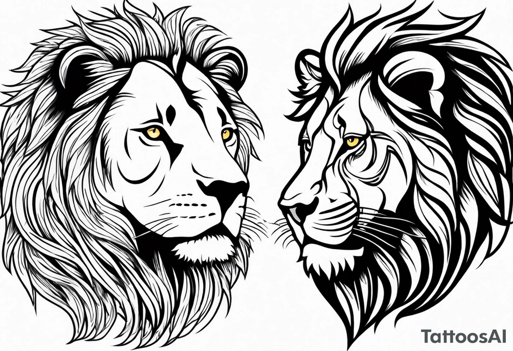 lion and lioness tattoo idea