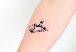 animal Ladybug driving car tattoo idea