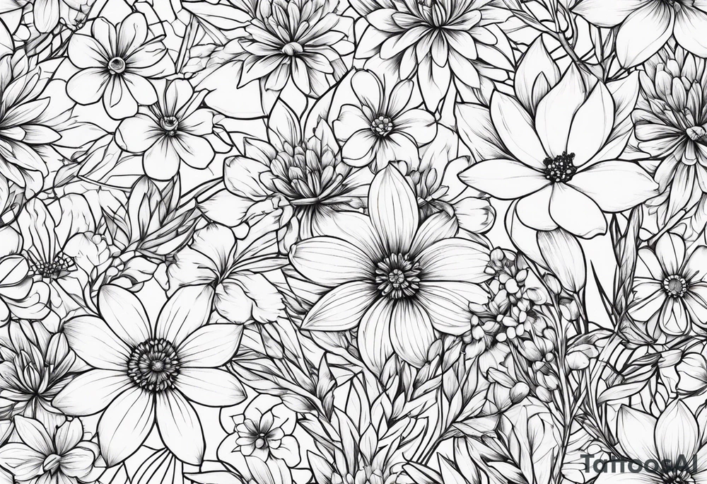 Wildflowers, smaller, vertical tattoo idea