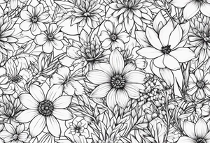 Wildflowers, smaller, vertical tattoo idea