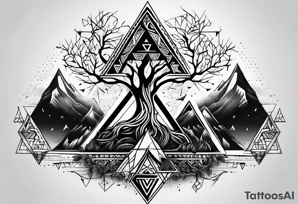 Viking tree with triangles tattoo idea