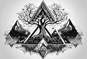 Viking tree with triangles tattoo idea