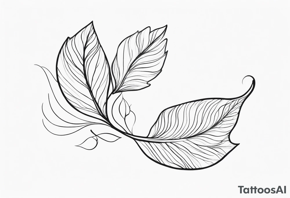 Create a delicate tattoo with beautiful flowing and delicate leaves in fineline minimalistic style tattoo idea