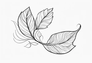 Create a delicate tattoo with beautiful flowing and delicate leaves in fineline minimalistic style tattoo idea