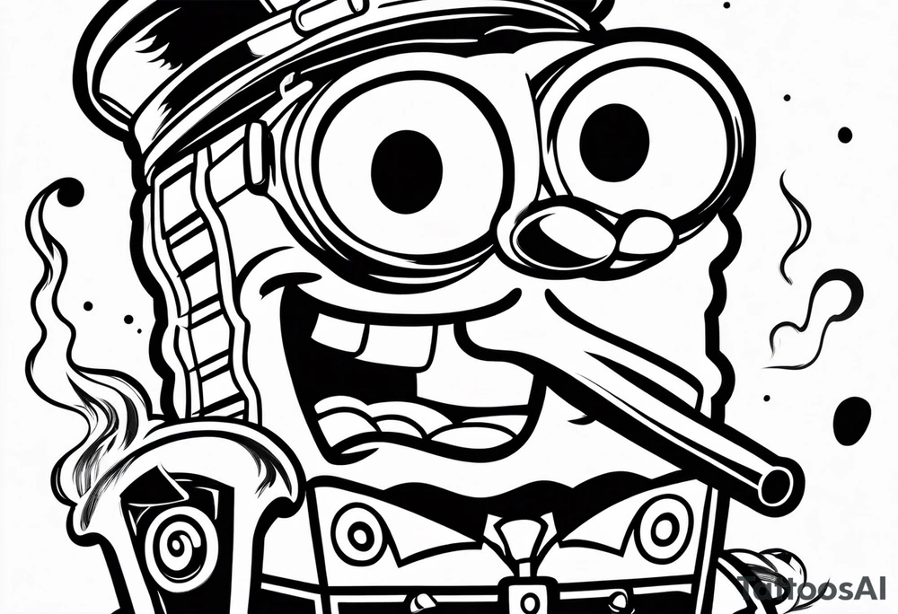 spongebob smoking cigarette tattoo idea
