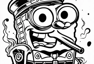 spongebob smoking cigarette tattoo idea