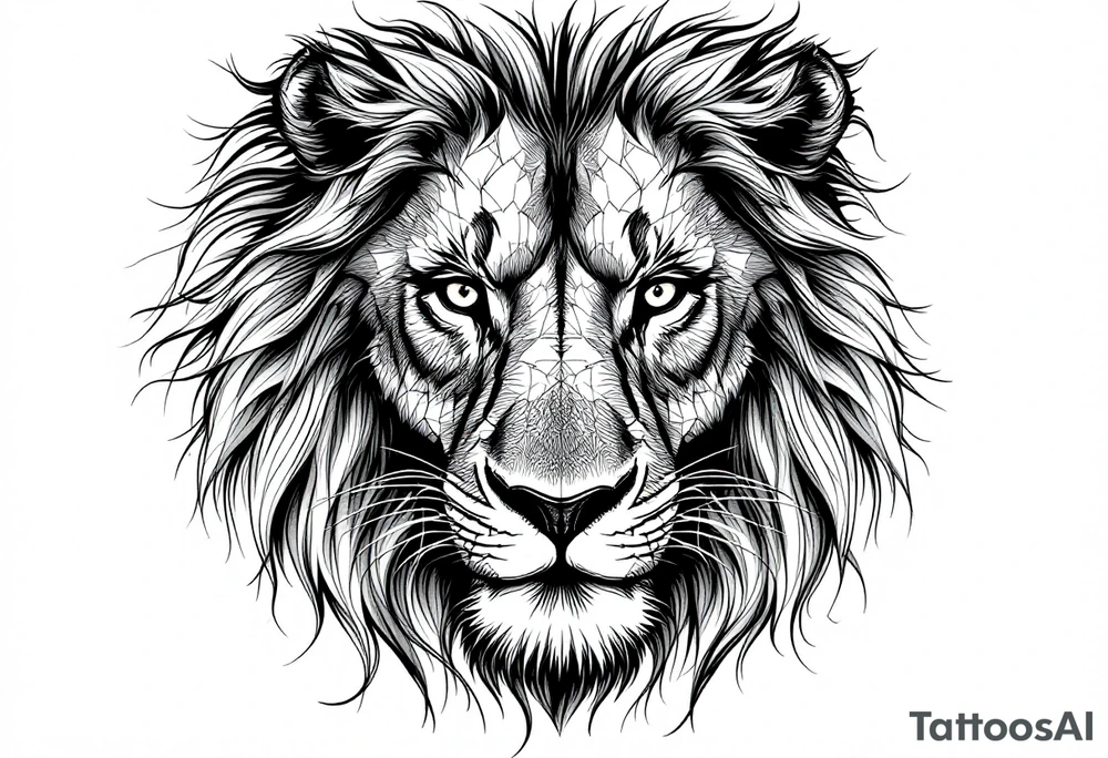 powerful majestic lion, close-up tattoo idea