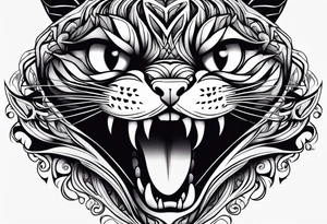 evil twisted cheshire cats mouth and eyes tattoo idea