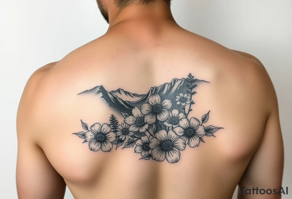 Flowers in the great smoky mountains view tattoo idea