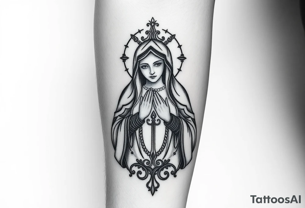 Russian orthodox virgin mary crossing arms tattoo idea