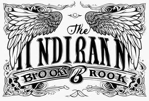 The words “Indian Brook” with angel wings tattoo idea