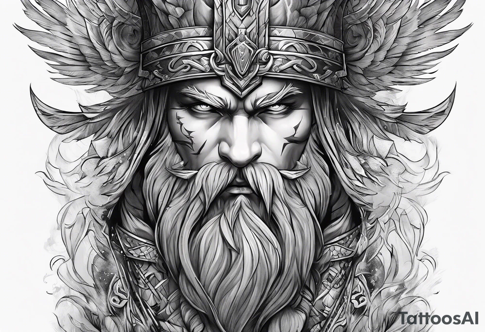 Valhalla mist fog lightning tattoo idea