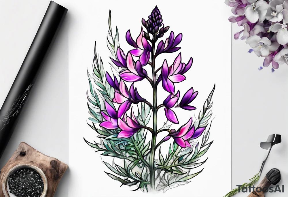 ocean lupine fireweed tattoo idea