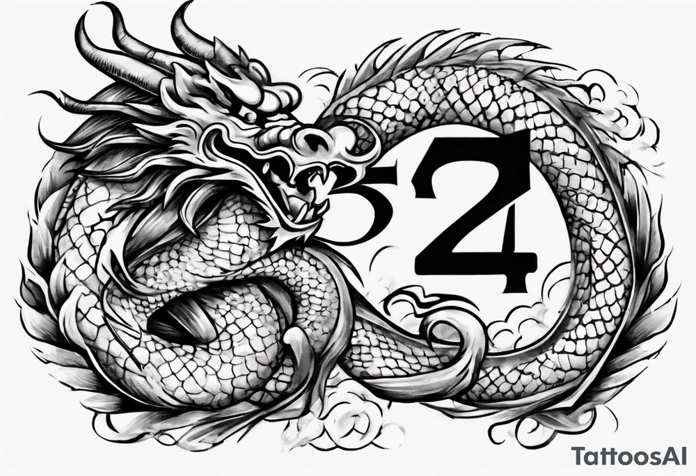 Number 24 with a Chinese dragon around it tattoo idea