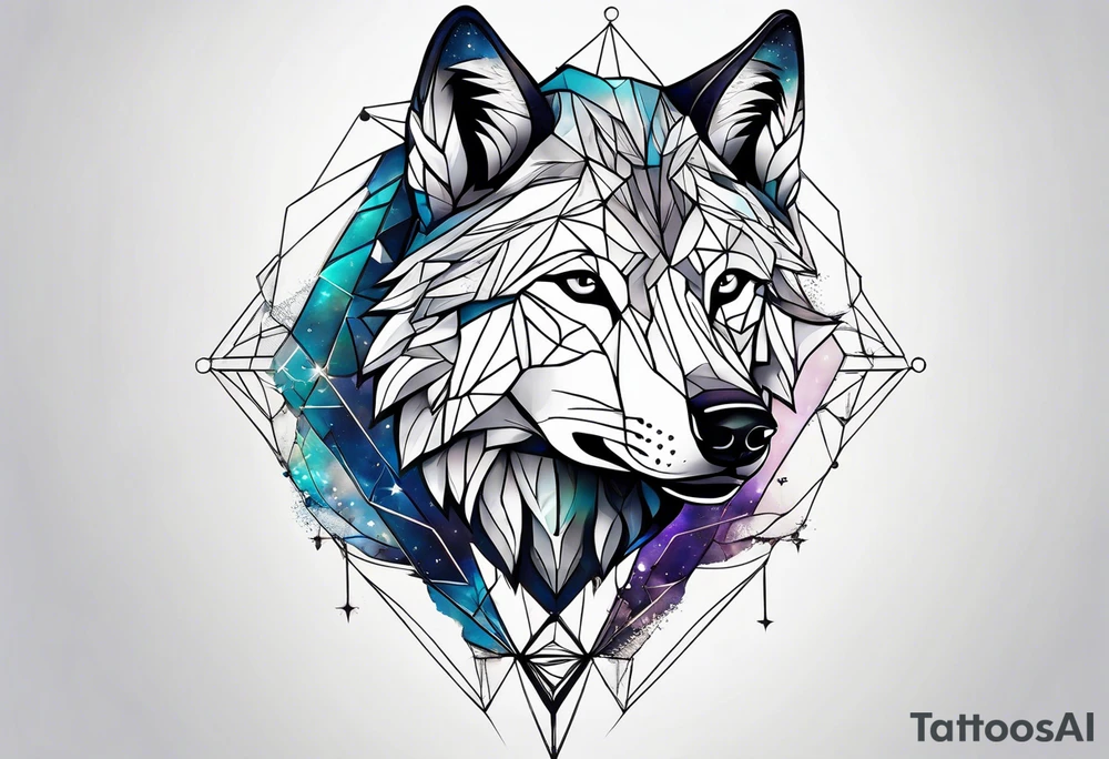 Constellation, two animal wolf, géométric tattoo idea