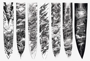 forearm sleeve thunder pattern tattoo idea