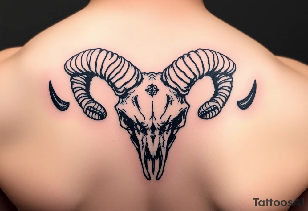 Demonic ram skull tattoo idea