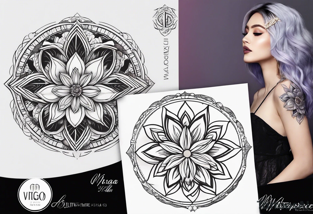 Lunar phases Virgo flowers tattoo idea
