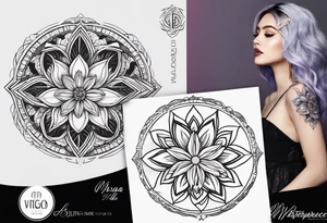 Lunar phases Virgo flowers tattoo idea