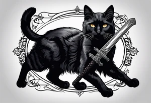 Black cat and sword tattoo idea