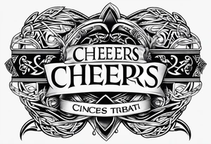 Cheers Mate text, armband +Celtic +Cancer Ribbon +tribal +artistic tattoo idea