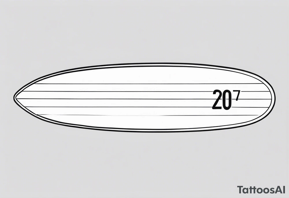 Surfboard outline with the date 25/07 tattoo idea