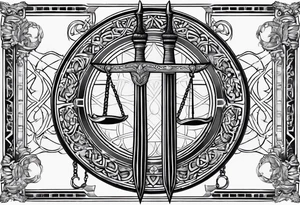 Sword with Libra scales,  cybersigilism, tattoo idea