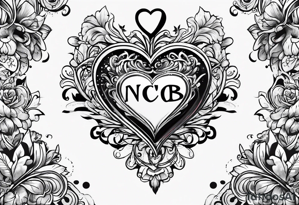 Hearts with NCJB letters tattoo idea