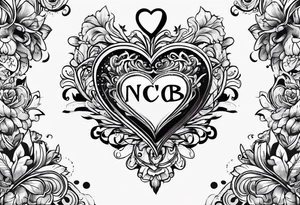 Hearts with NCJB letters tattoo idea