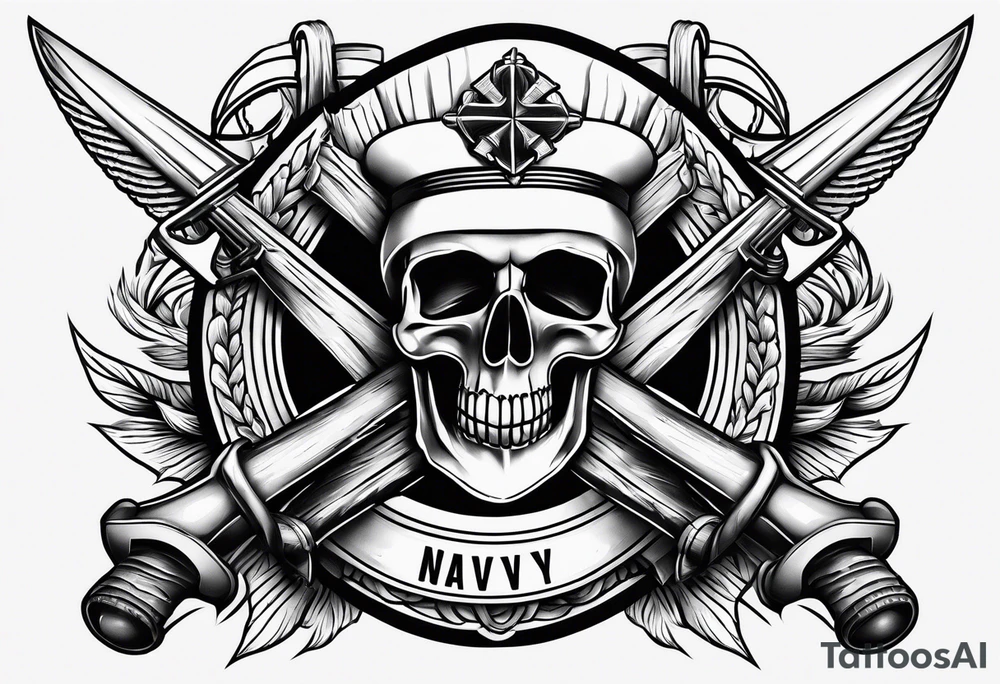 NAvy theme with DDG 51, tomahawk misslies, the FC rating badge, and crossed cannons tattoo idea