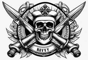 NAvy theme with DDG 51, tomahawk misslies, the FC rating badge, and crossed cannons tattoo idea